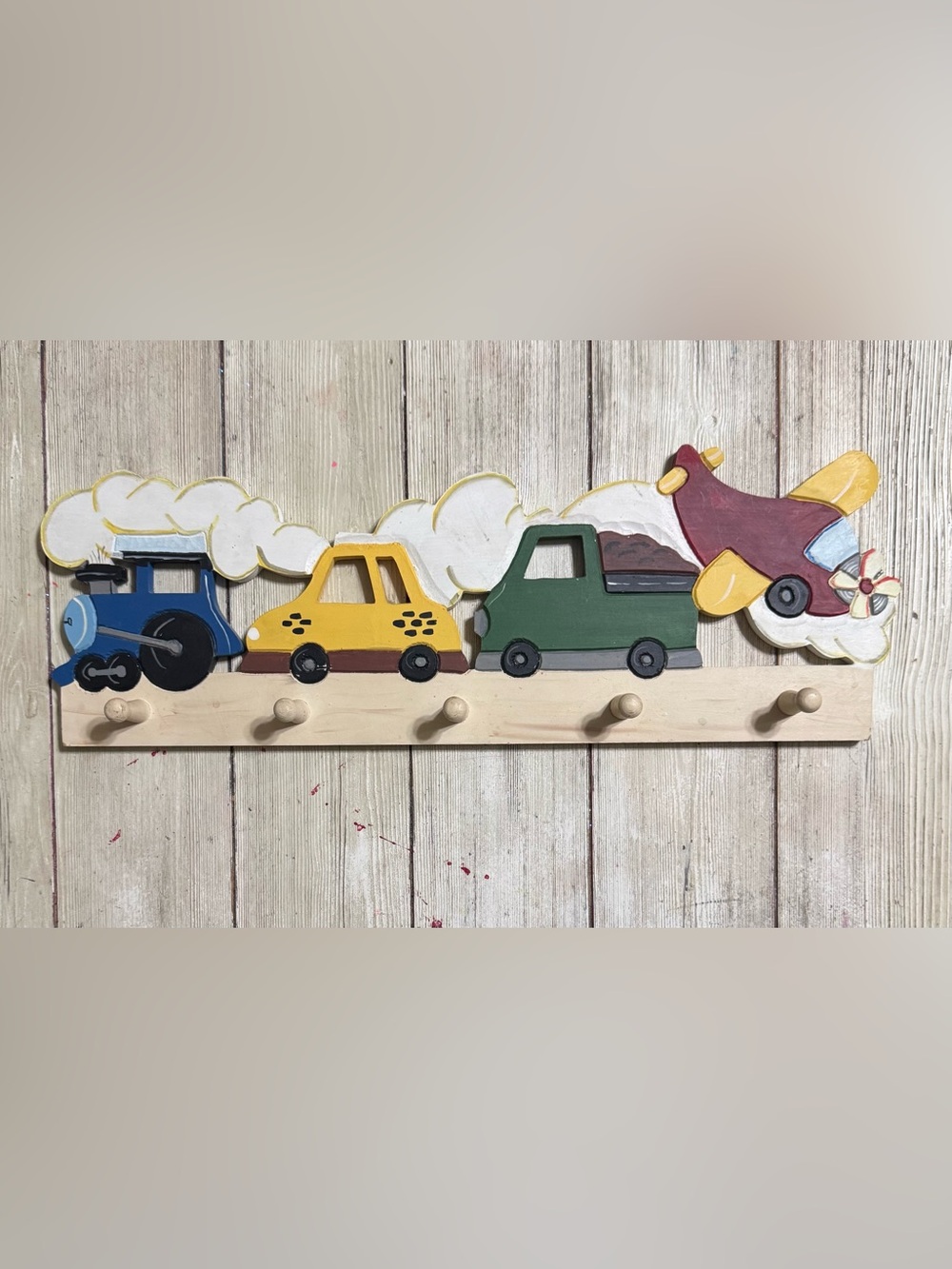 Vintage Transportation Theme Wall Mounted peg hook coat rack boys room decor